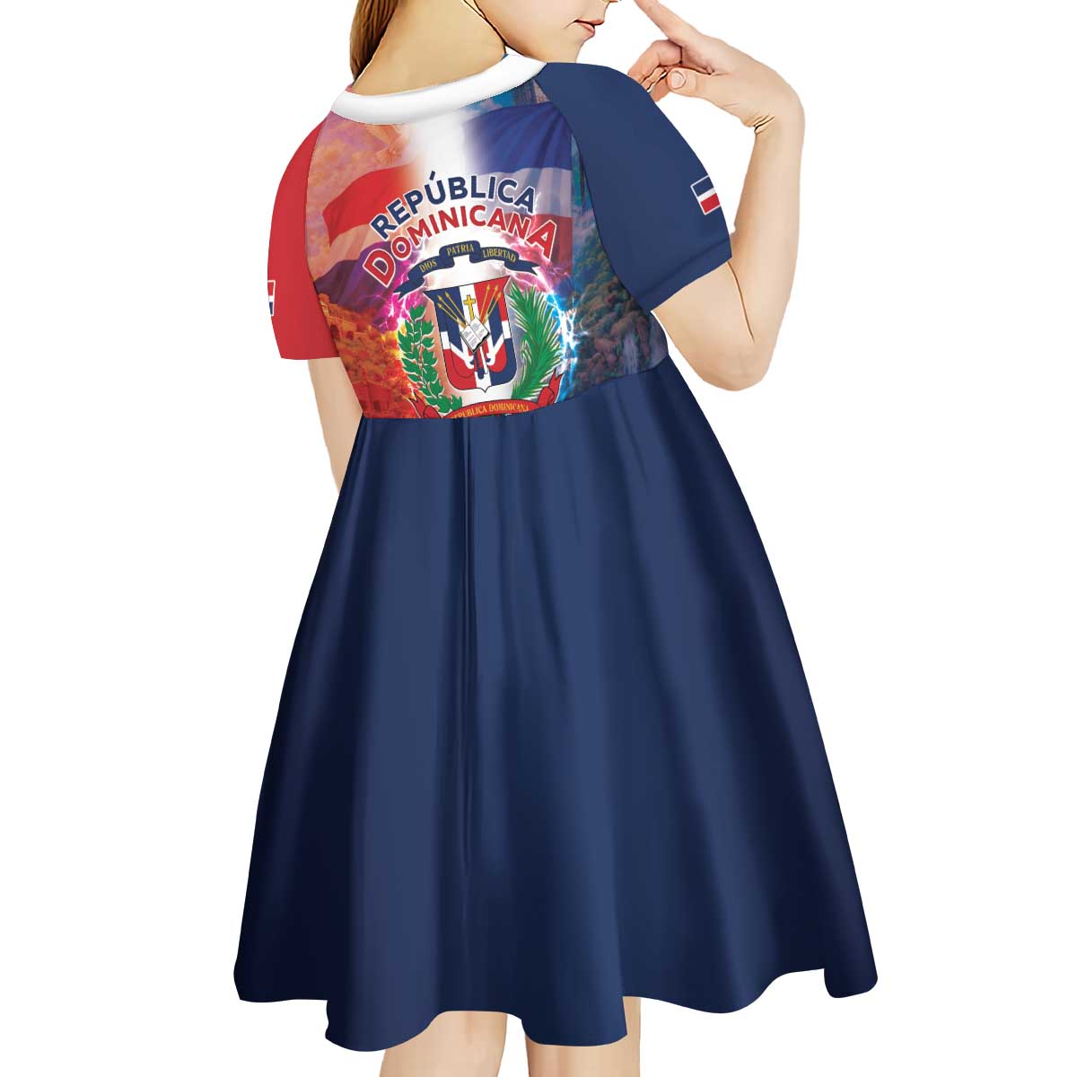 Dominican Republic Kid Short Sleeve Dress Happy Independence Day