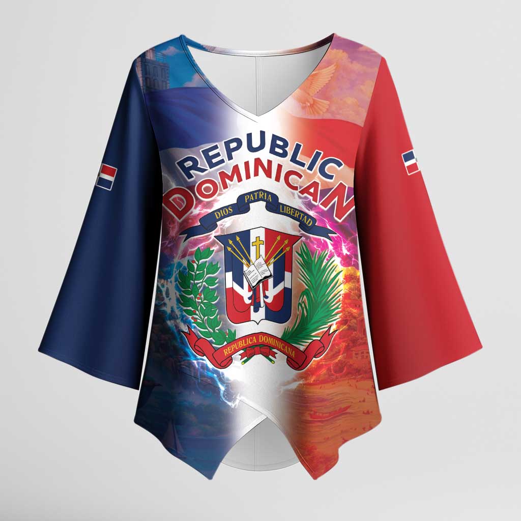 Dominican Republic Kimono Sleeve Blouse Happy Independence Day