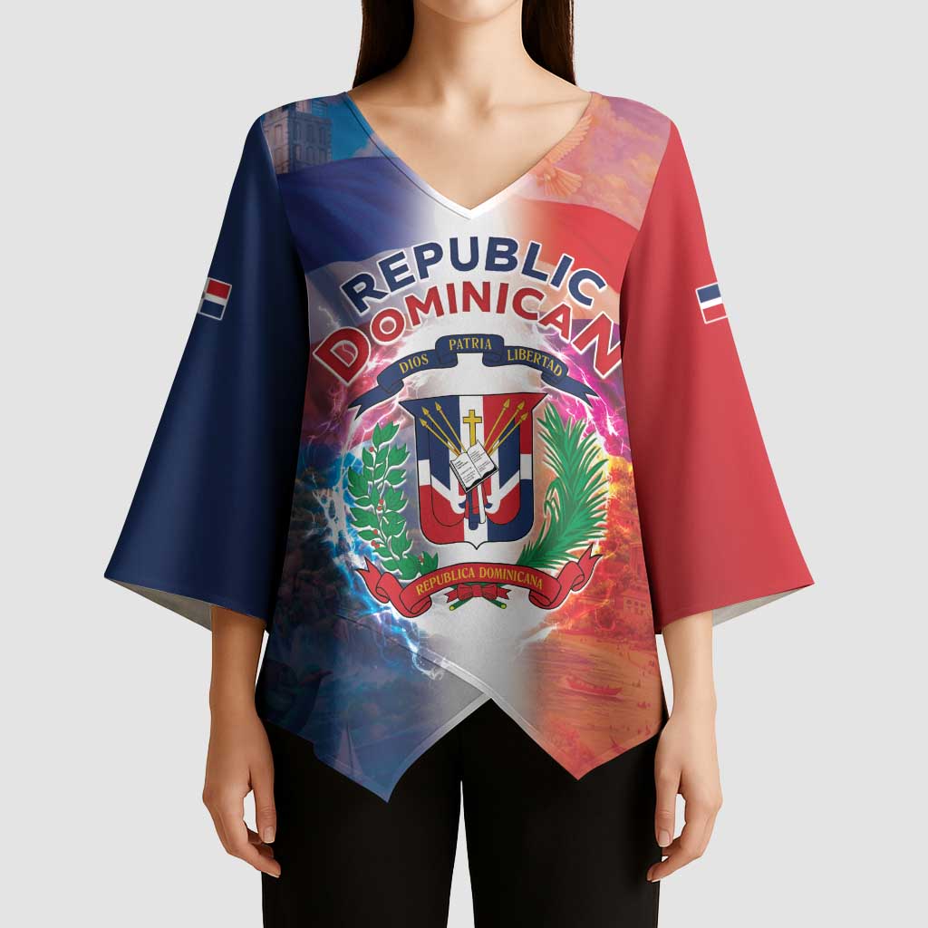 Dominican Republic Kimono Sleeve Blouse Happy Independence Day