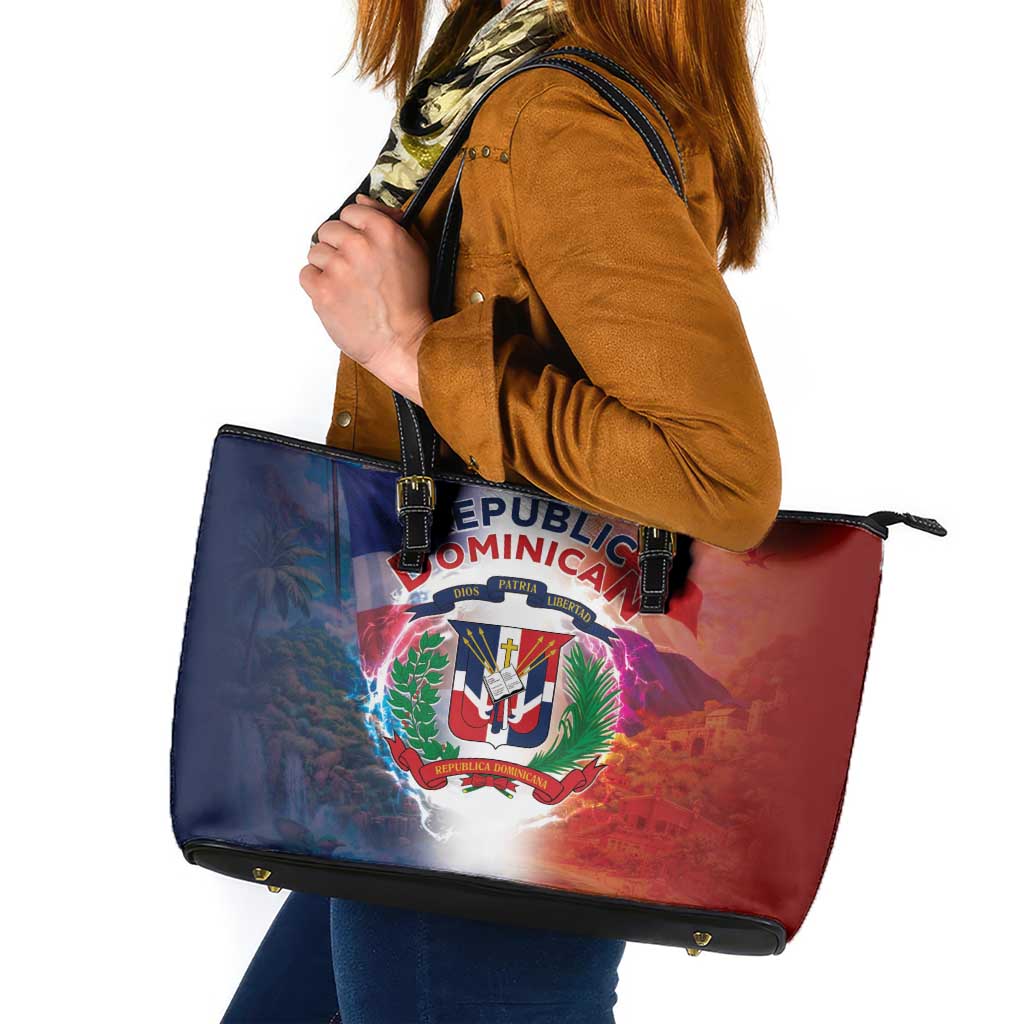 Dominican Republic Leather Tote Bag Happy Independence Day