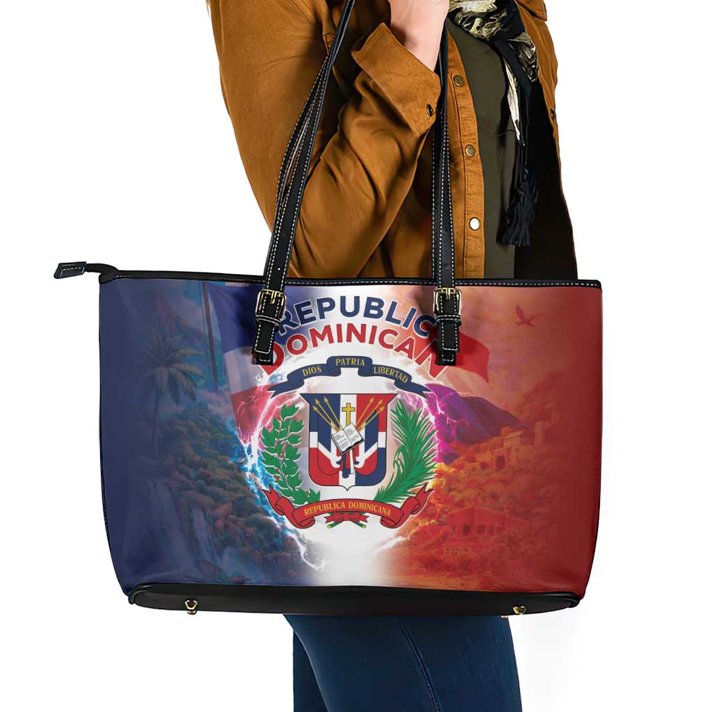 Dominican Republic Leather Tote Bag Happy Independence Day