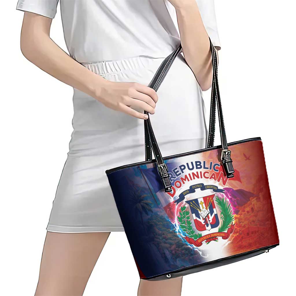 Dominican Republic Leather Tote Bag Happy Independence Day