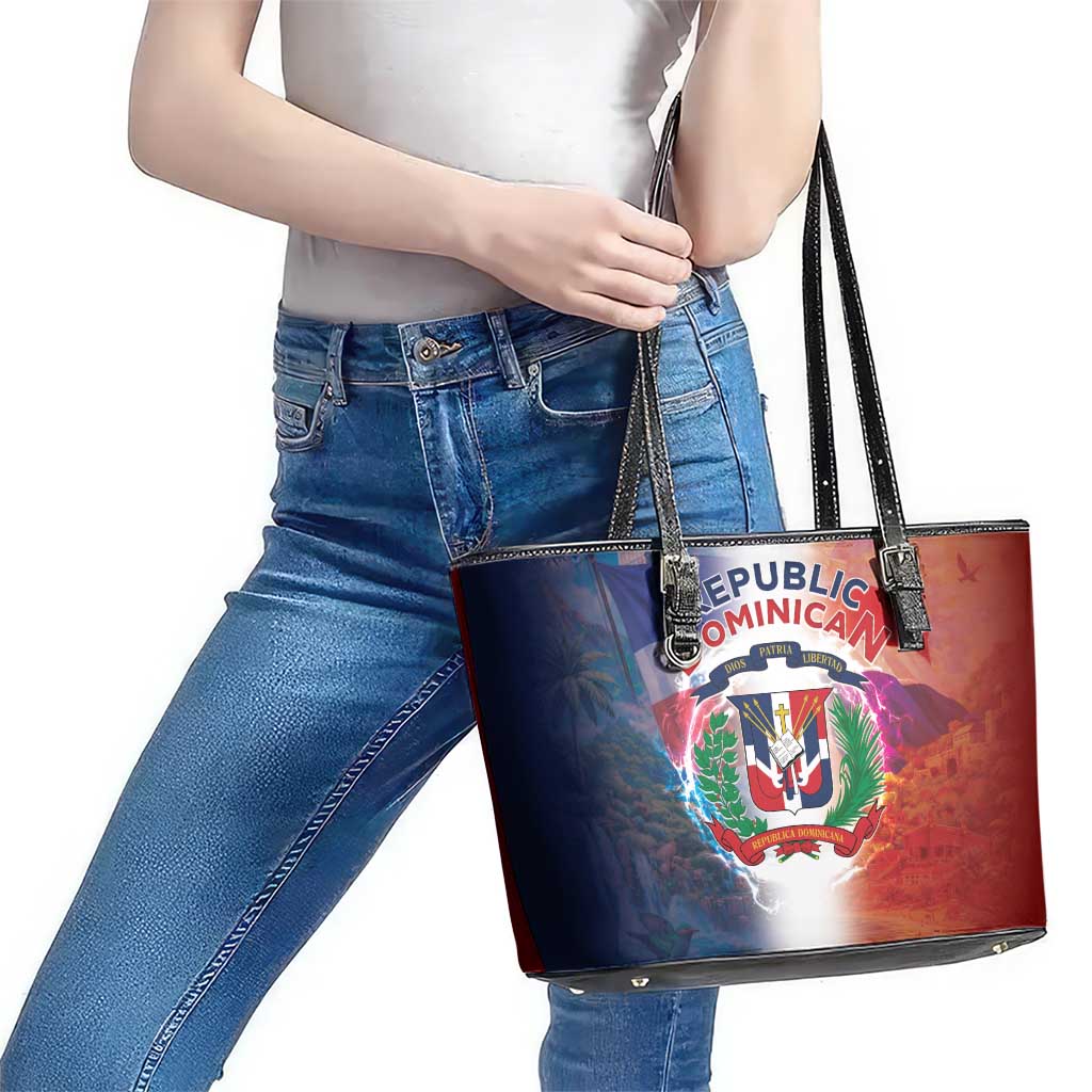 Dominican Republic Leather Tote Bag Happy Independence Day