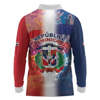 Dominican Republic Long Sleeve Polo Shirt Happy Independence Day