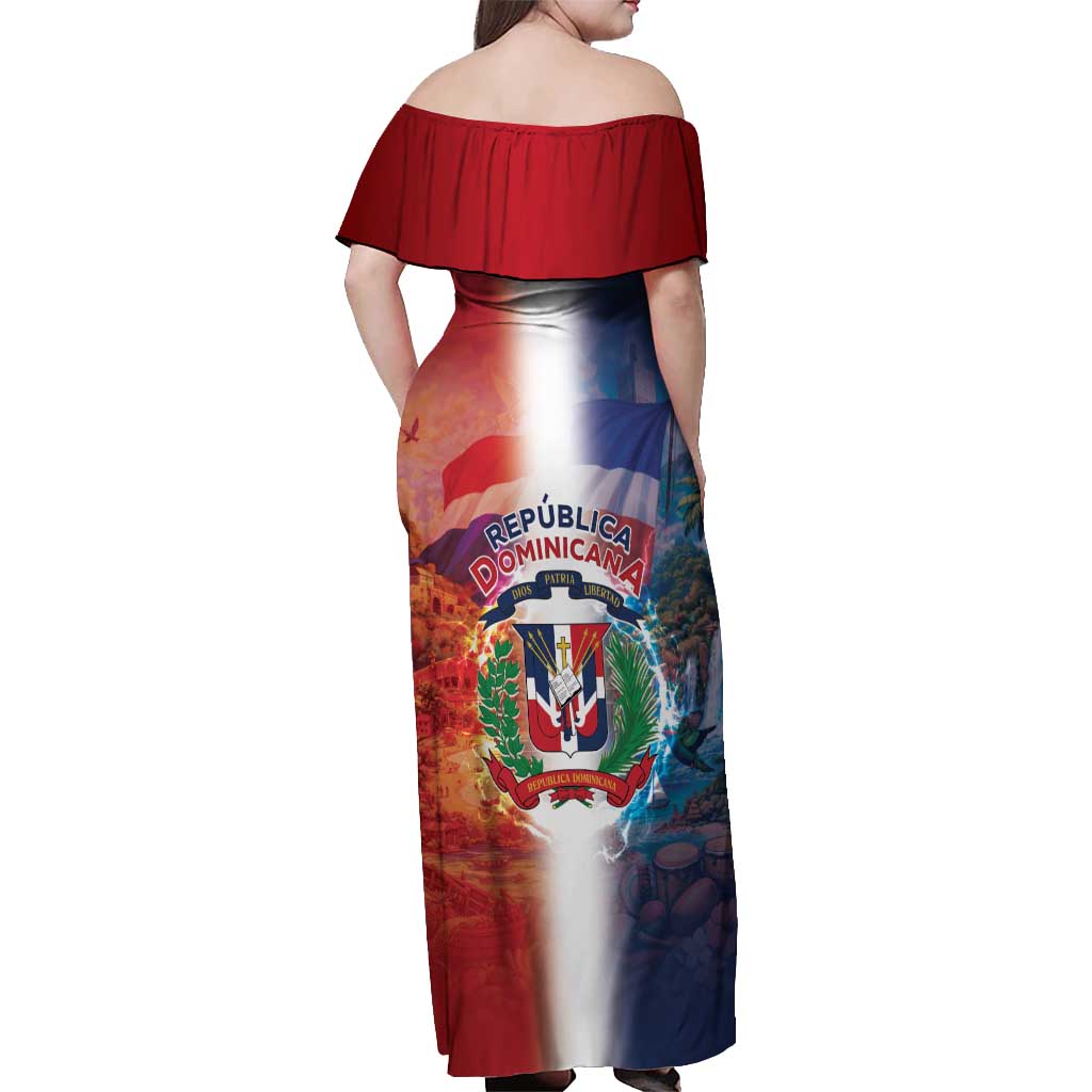 Dominican Republic Off Shoulder Maxi Dress Happy Independence Day