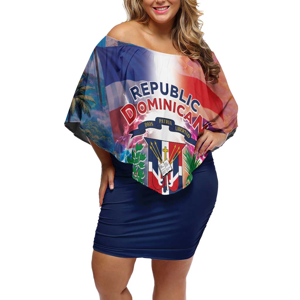Dominican Republic Off Shoulder Short Dress Happy Independence Day
