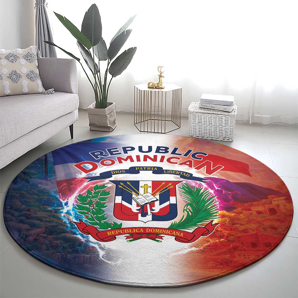 Dominican Republic Round Carpet Happy Independence Day