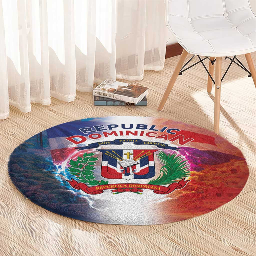 Dominican Republic Round Carpet Happy Independence Day
