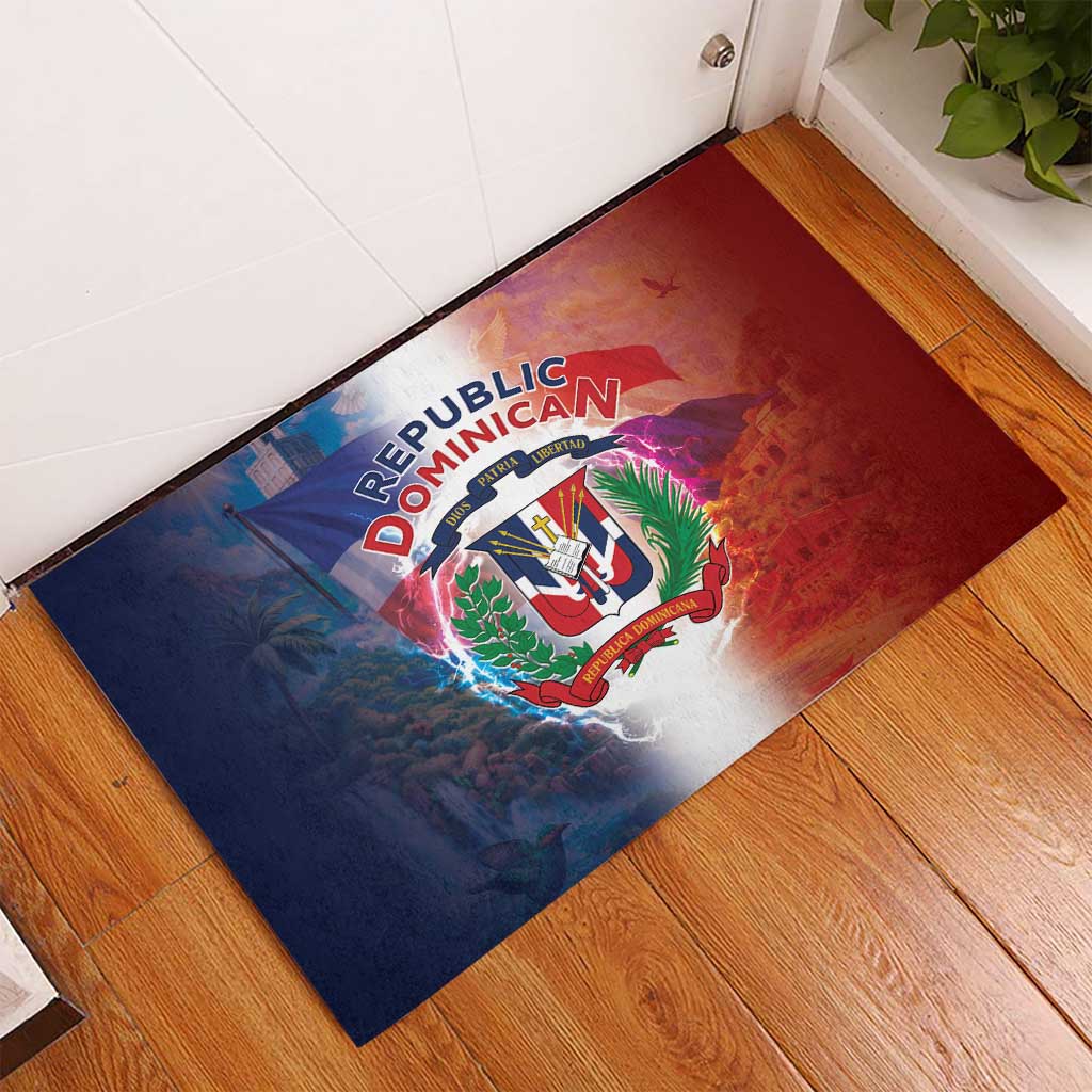 Dominican Republic Rubber Doormat Happy Independence Day