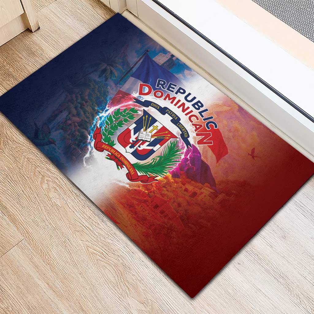 Dominican Republic Rubber Doormat Happy Independence Day