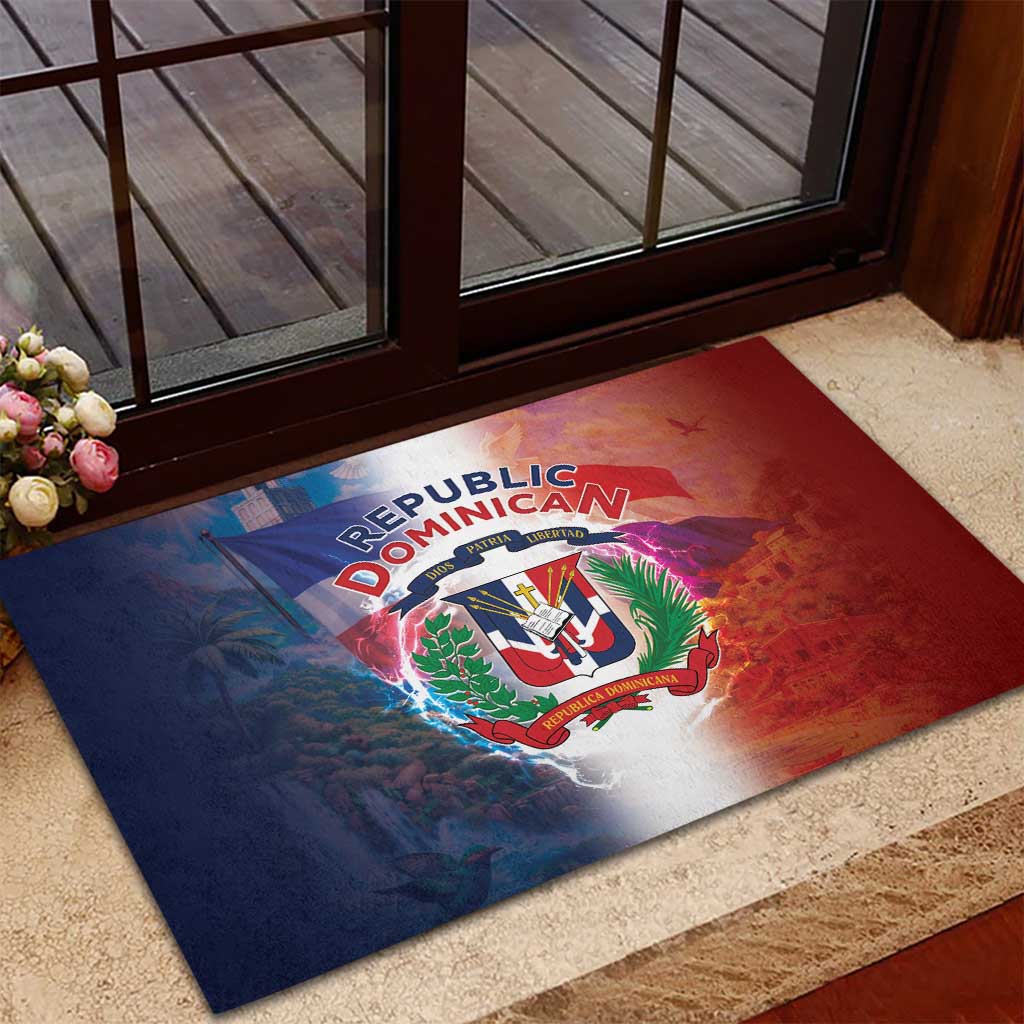 Dominican Republic Rubber Doormat Happy Independence Day