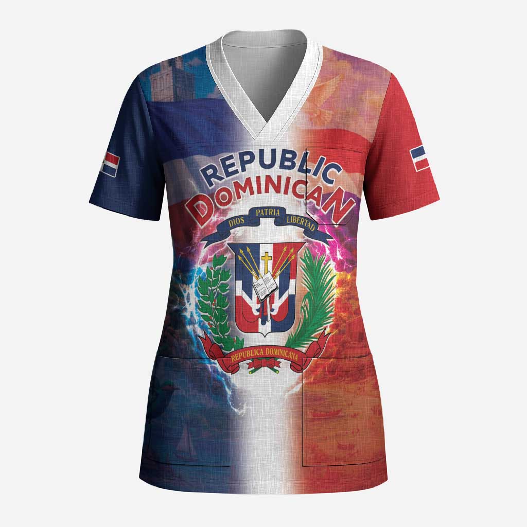 Dominican Republic Scrub Top Happy Independence Day