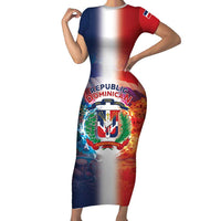 Dominican Republic Short Sleeve Bodycon Dress Happy Independence Day