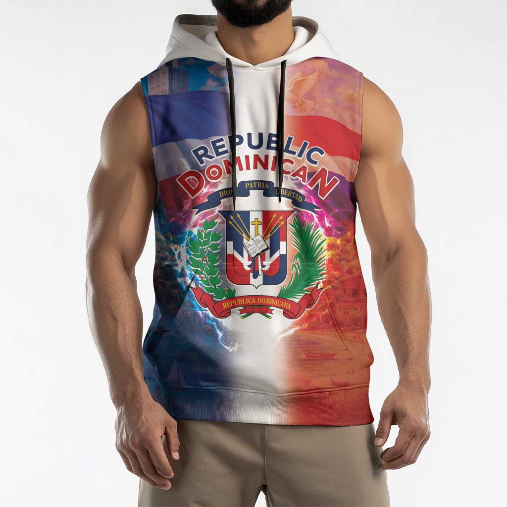 Dominican Republic Sleeveless Hoodie Happy Independence Day