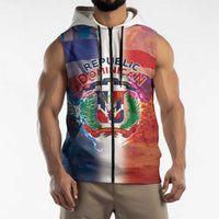 Dominican Republic Sleeveless Zip Hoodie Happy Independence Day