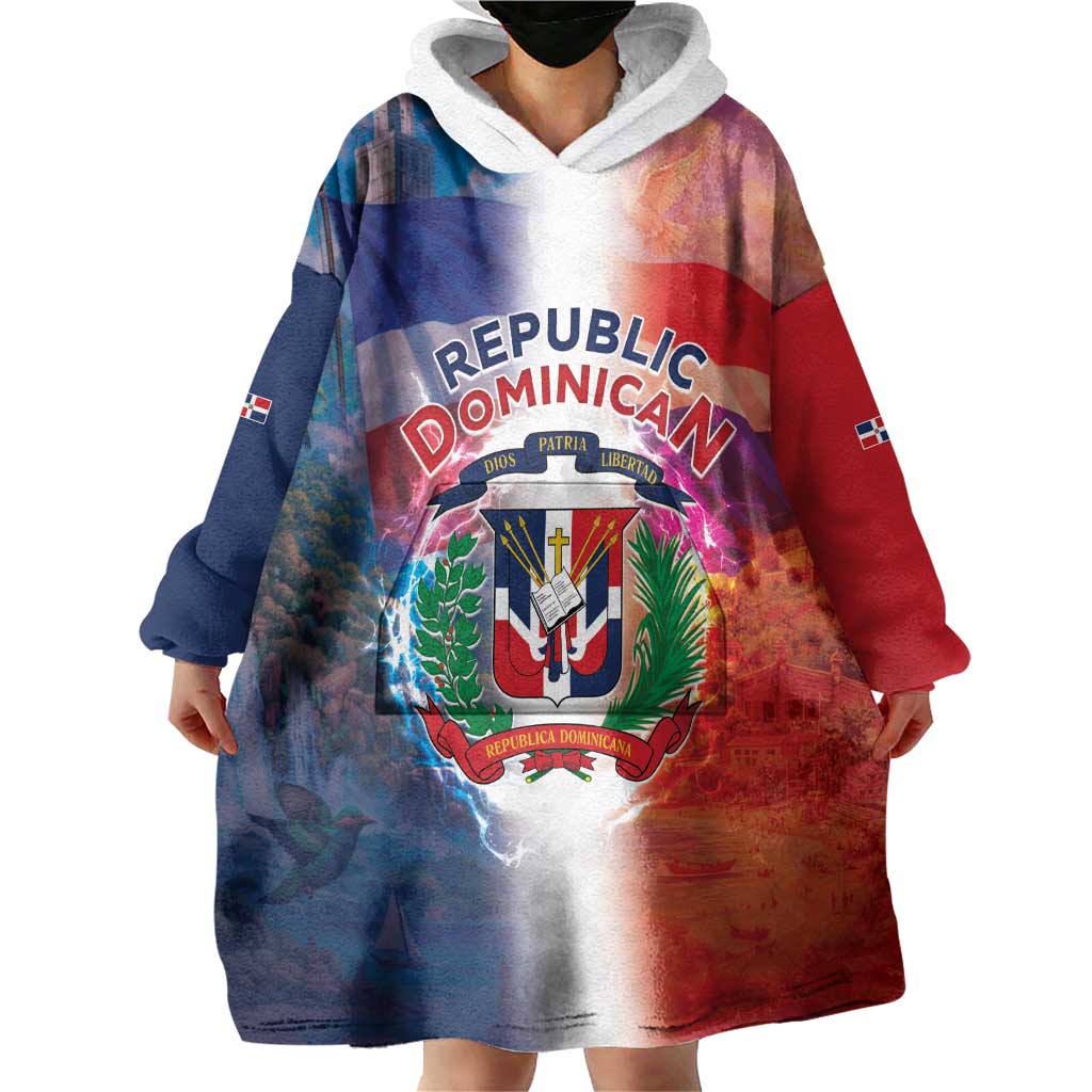 Dominican Republic Wearable Blanket Hoodie Happy Independence Day