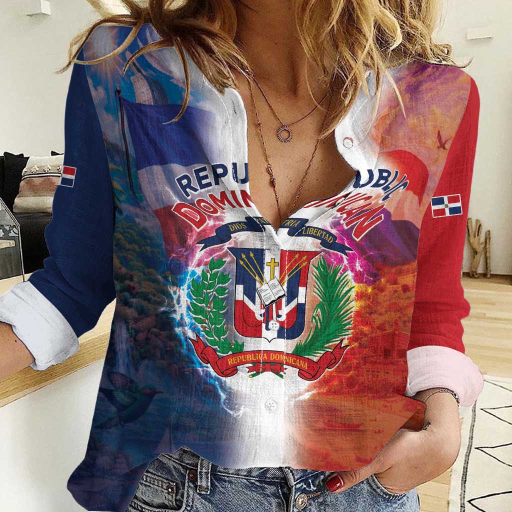 Dominican Republic Women Casual Shirt Happy Independence Day