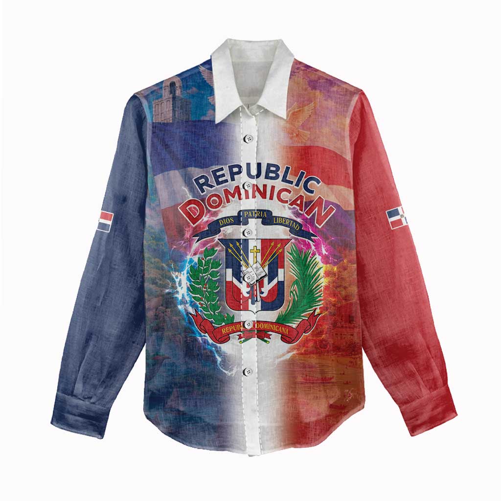Dominican Republic Women Casual Shirt Happy Independence Day