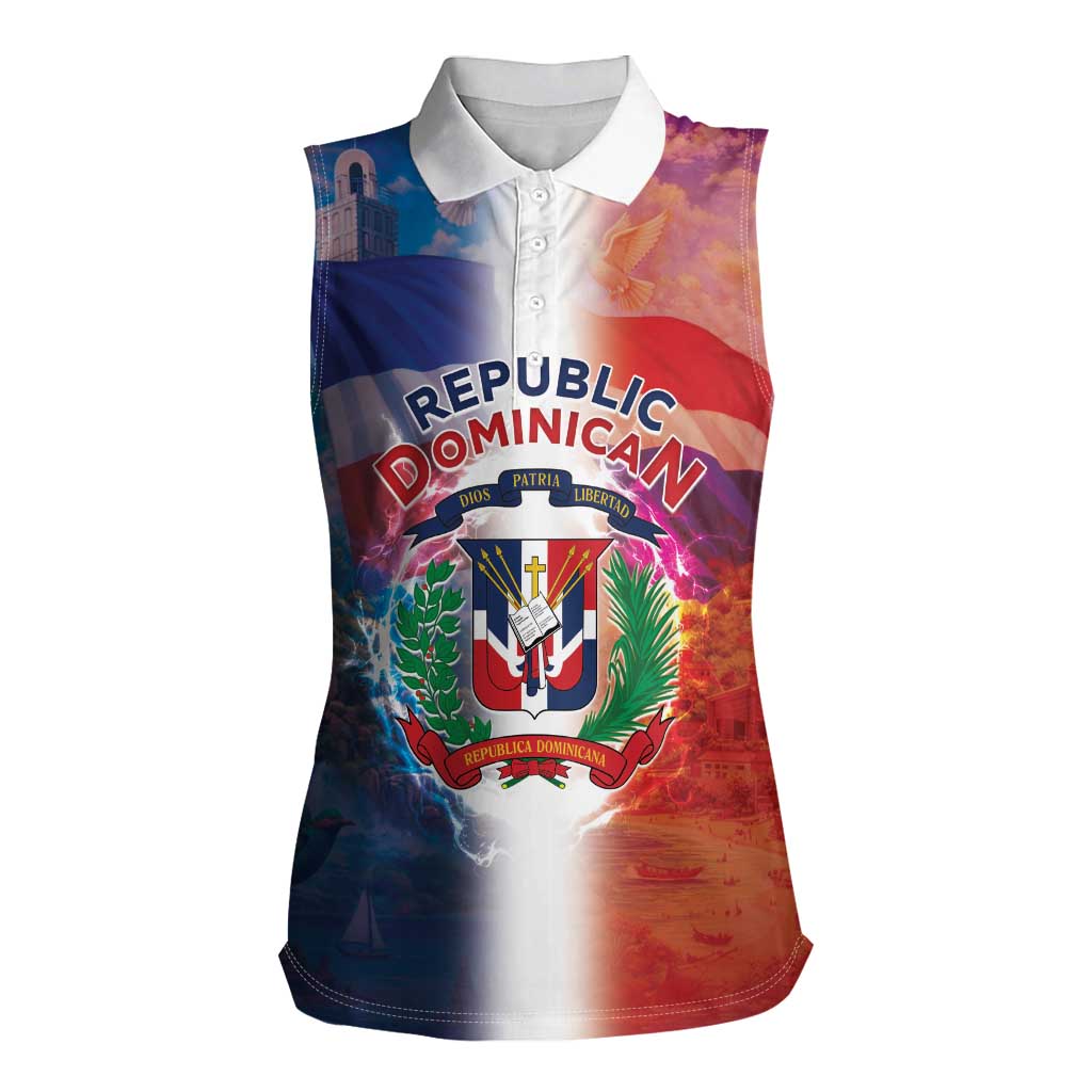Dominican Republic Women Sleeveless Polo Shirt Happy Independence Day