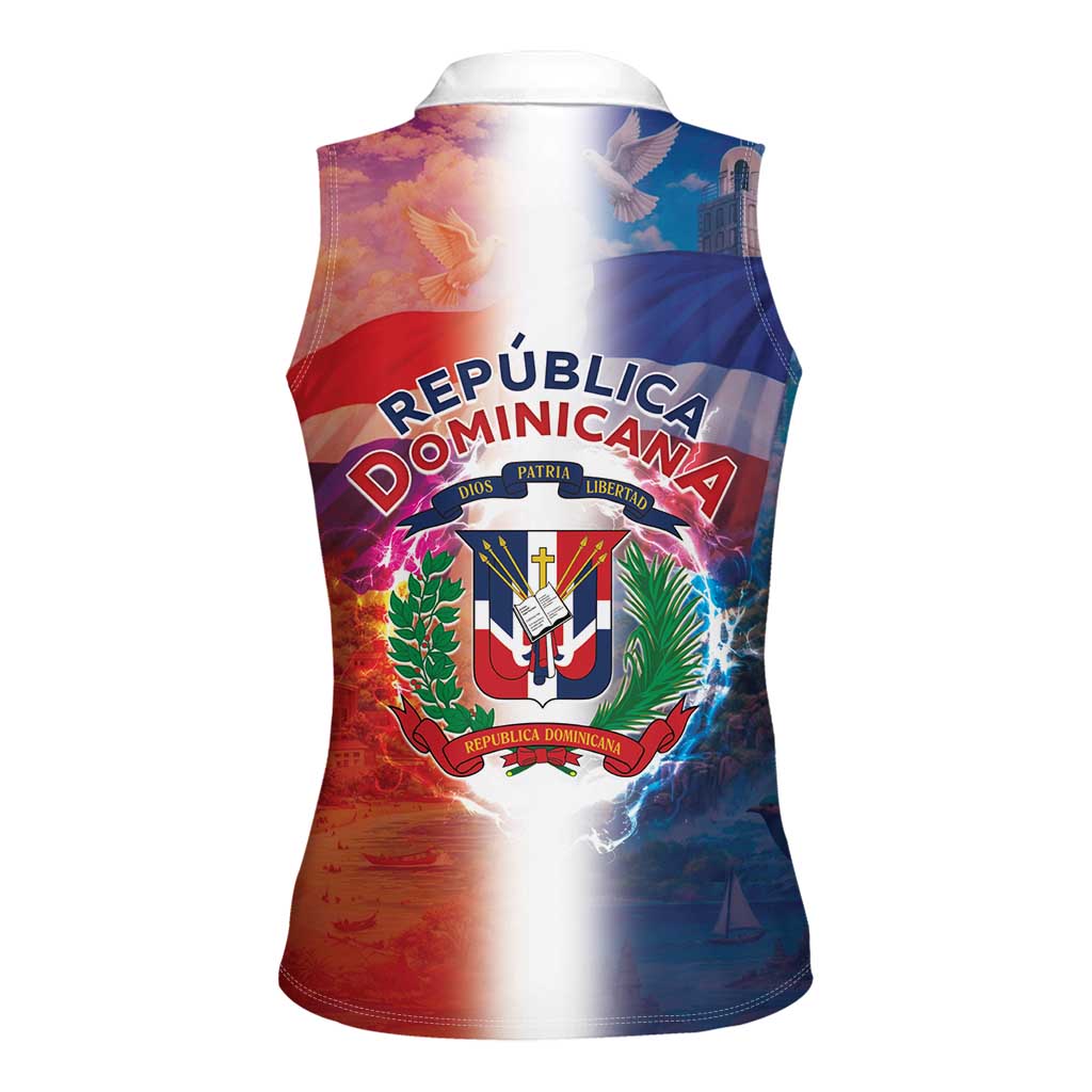 Dominican Republic Women Sleeveless Polo Shirt Happy Independence Day