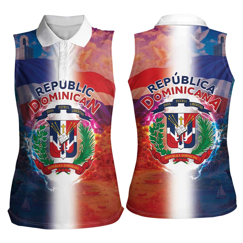 Dominican Republic Women Sleeveless Polo Shirt Happy Independence Day