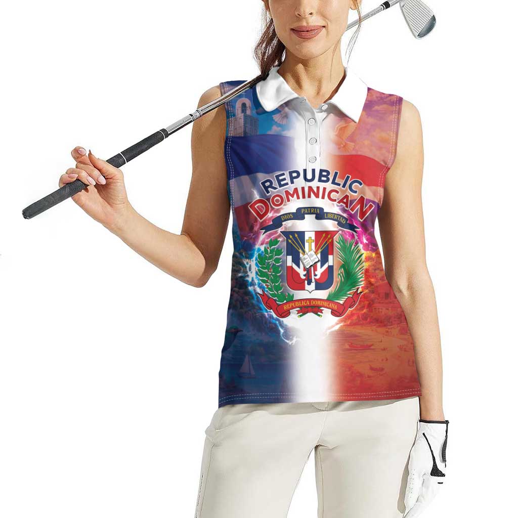 Dominican Republic Women Sleeveless Polo Shirt Happy Independence Day