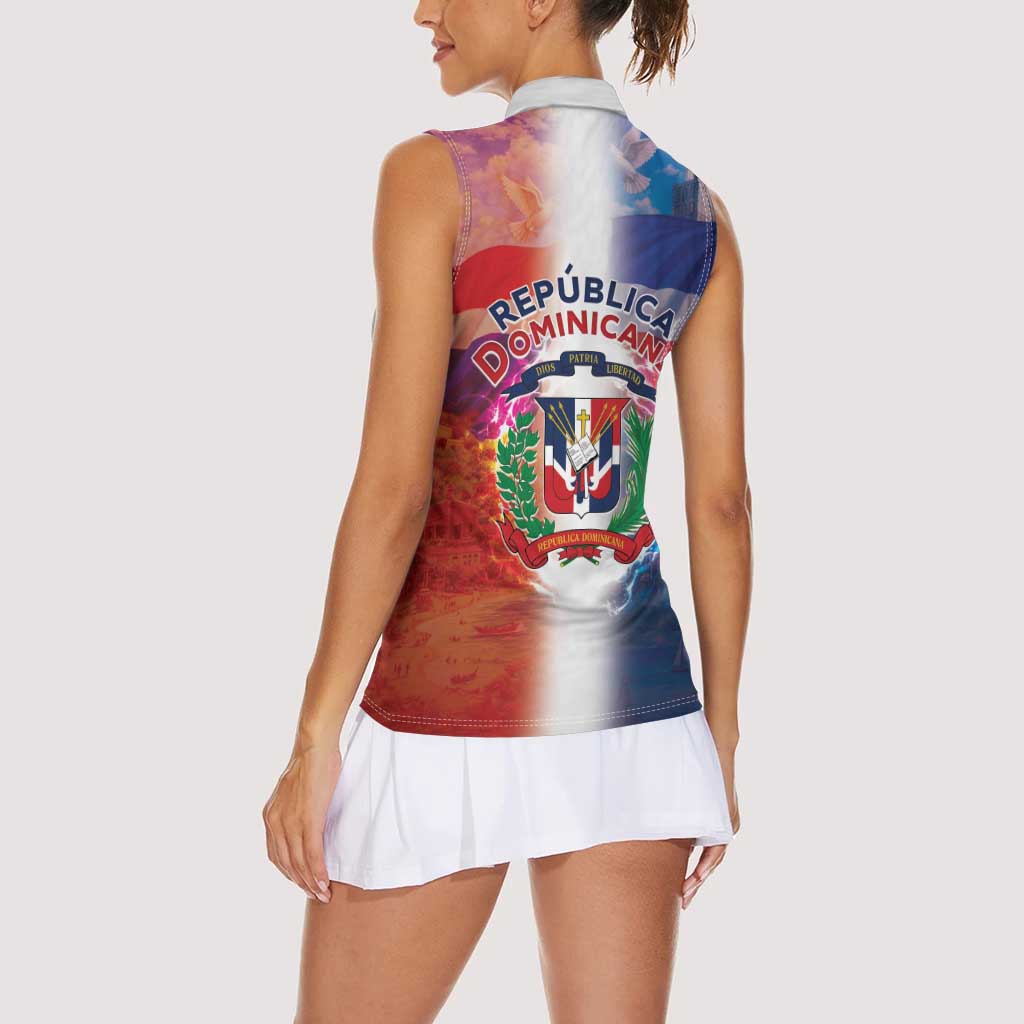 Dominican Republic Women Sleeveless Polo Shirt Happy Independence Day