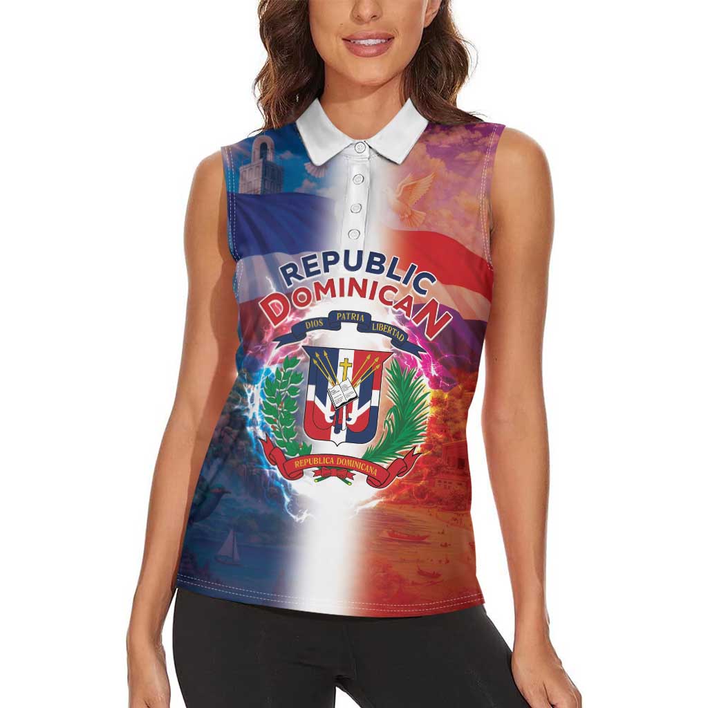 Dominican Republic Women Sleeveless Polo Shirt Happy Independence Day