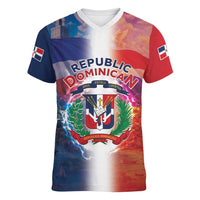 Dominican Republic Women V-Neck T-Shirt Happy Independence Day