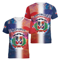 Dominican Republic Women V-Neck T-Shirt Happy Independence Day