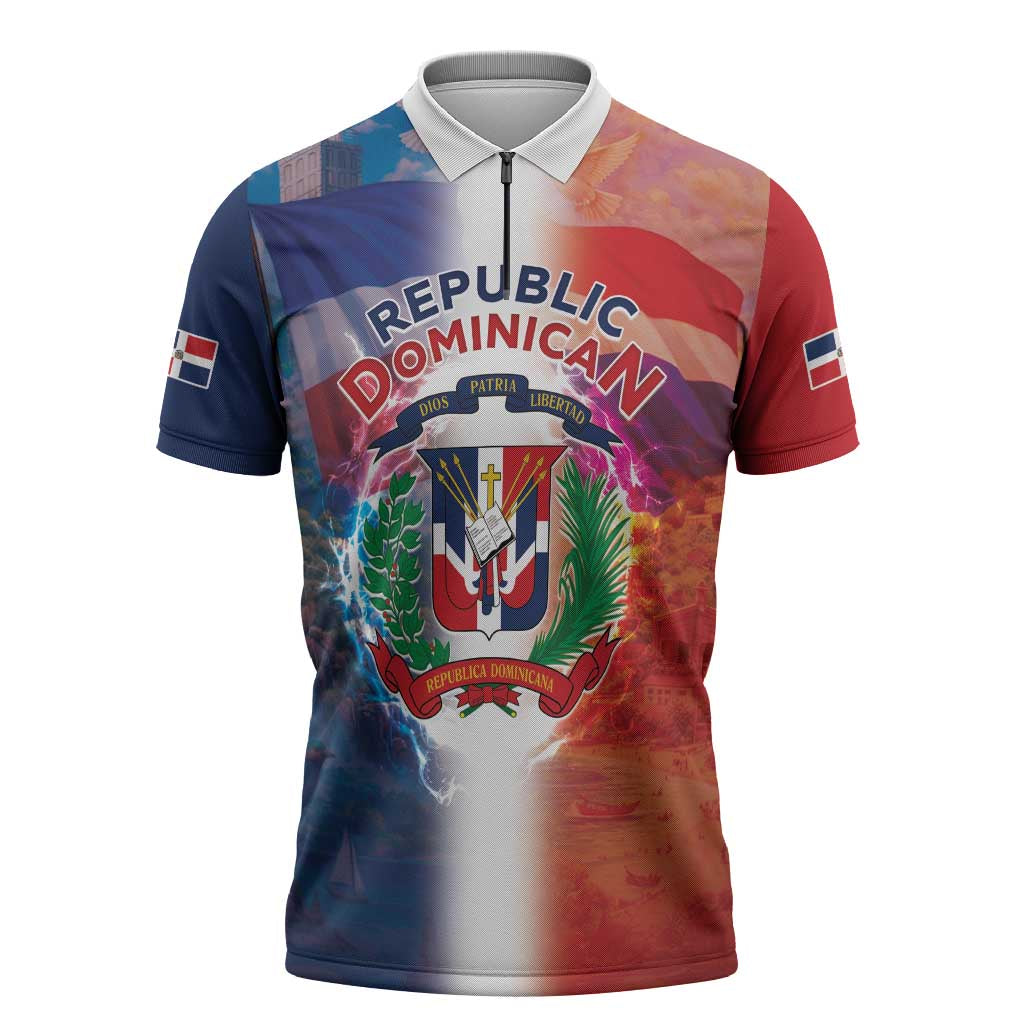 Dominican Republic Zipper Polo Shirt Happy Independence Day