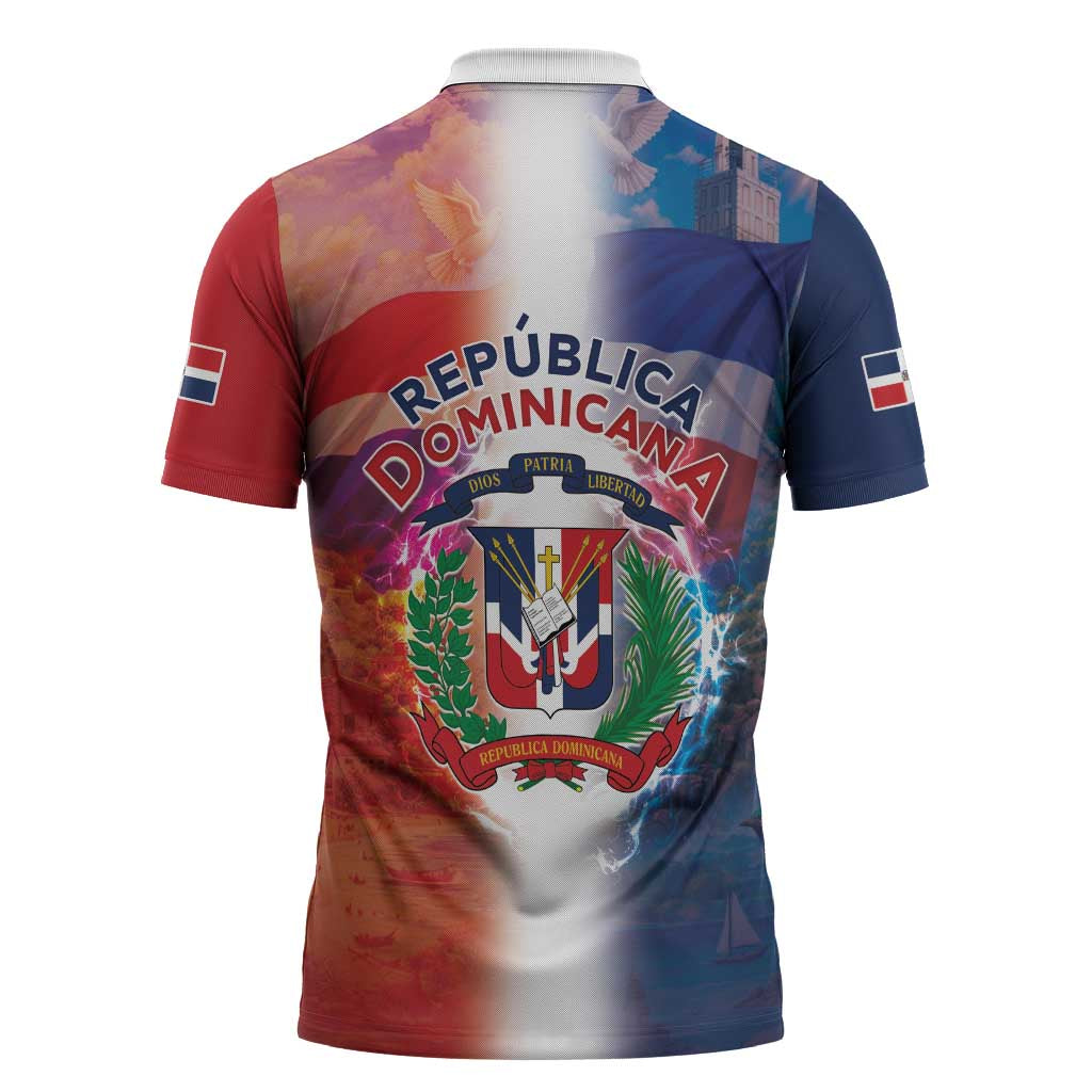 Dominican Republic Zipper Polo Shirt Happy Independence Day