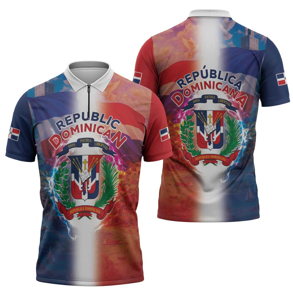 Dominican Republic Zipper Polo Shirt Happy Independence Day