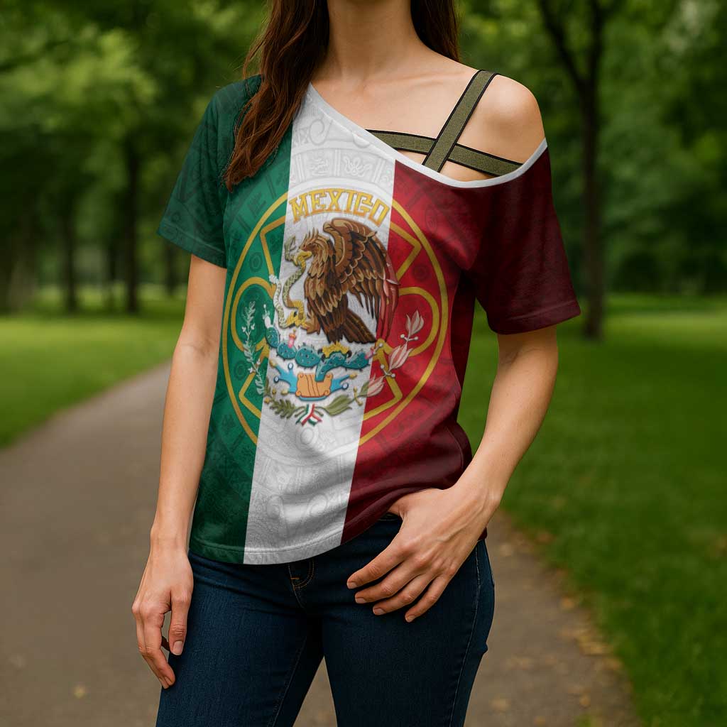 Mexico Aztec Cross Shoulder Shirt Flag Style