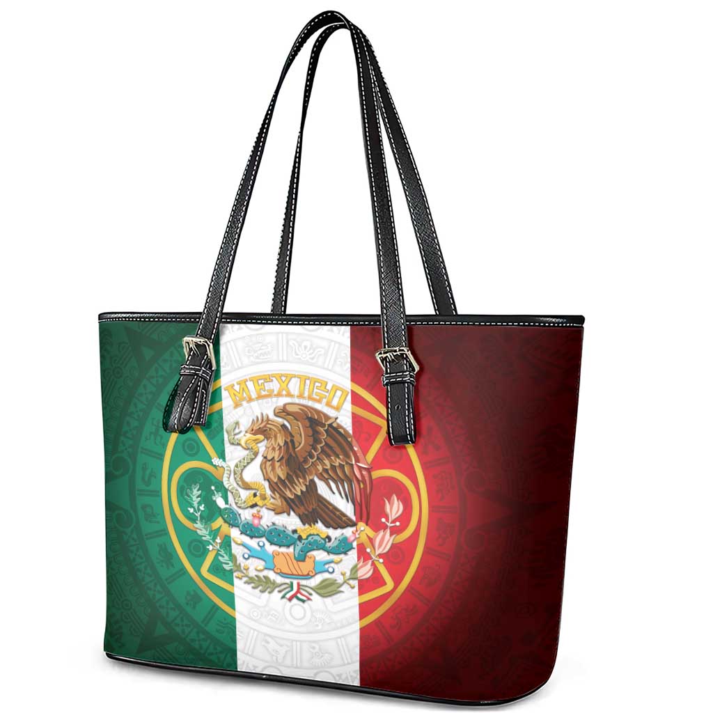 Mexico Aztec Leather Tote Bag Flag Style