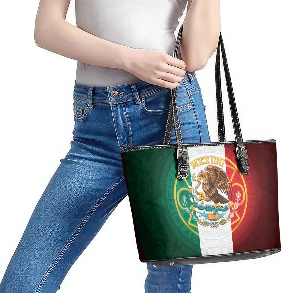 Mexico Aztec Leather Tote Bag Flag Style