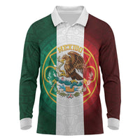 Mexico Aztec Long Sleeve Polo Shirt Flag Style