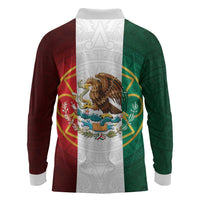 Mexico Aztec Long Sleeve Polo Shirt Flag Style