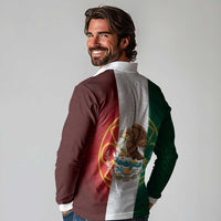 Mexico Aztec Long Sleeve Polo Shirt Flag Style