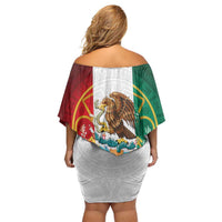Mexico Aztec Off Shoulder Short Dress Flag Style