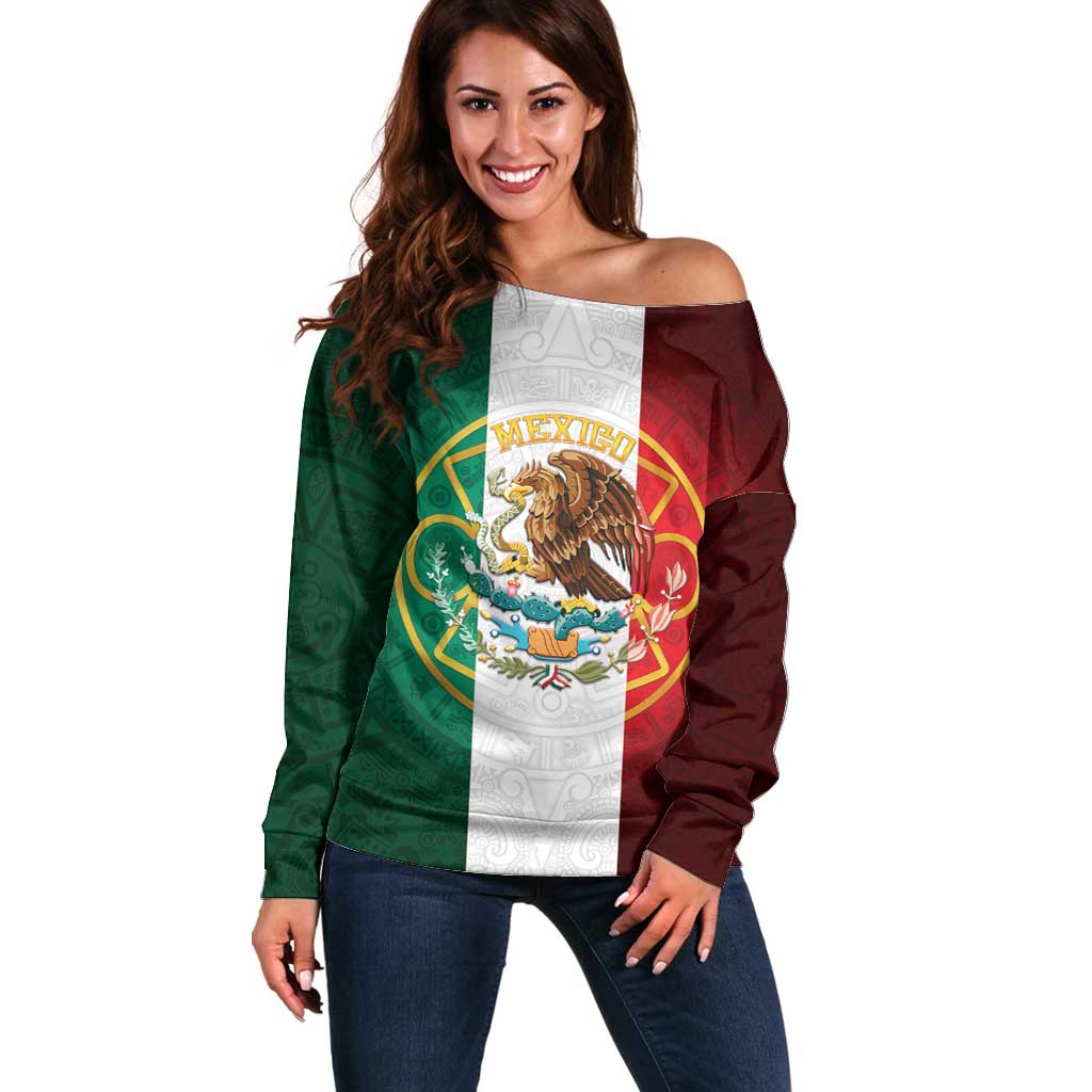Mexico Aztec Off Shoulder Sweater Flag Style