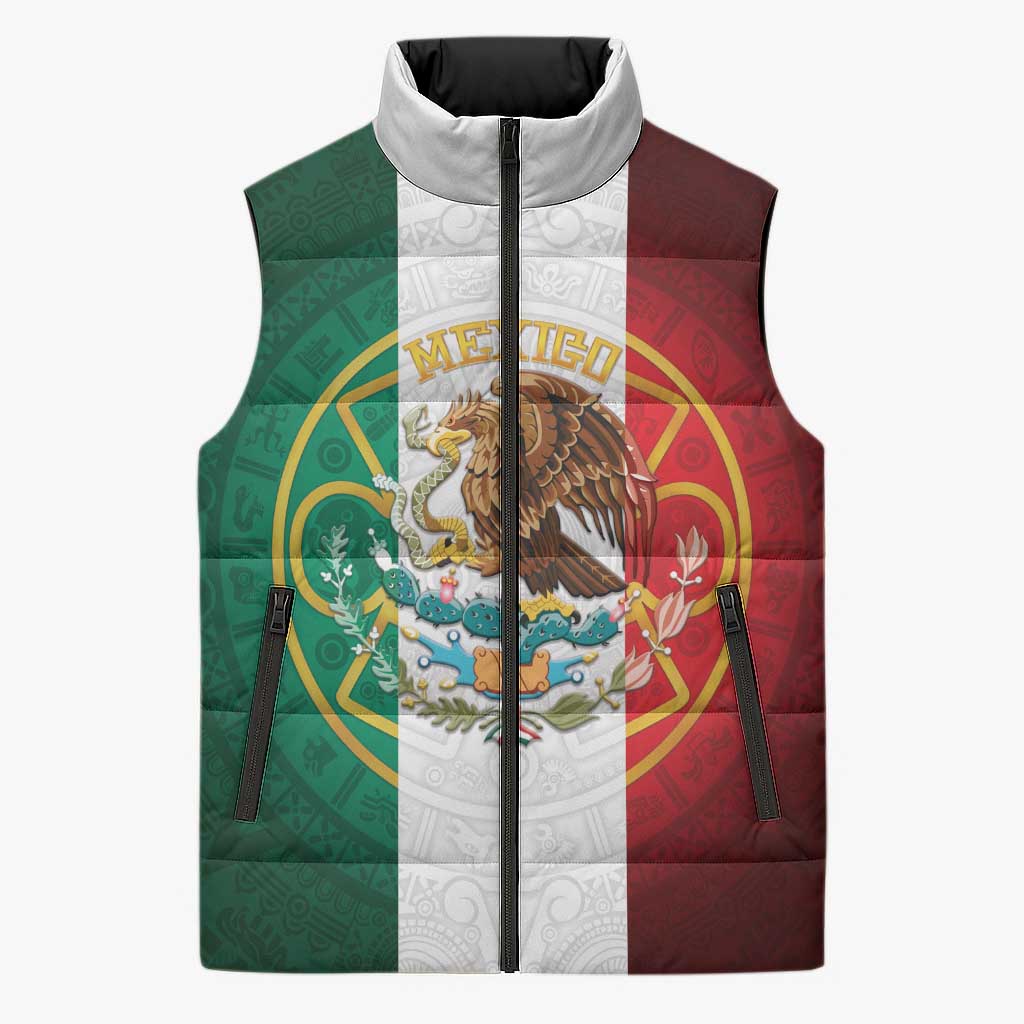 Mexico Aztec Sleeveless Puffer Jacket Flag Style