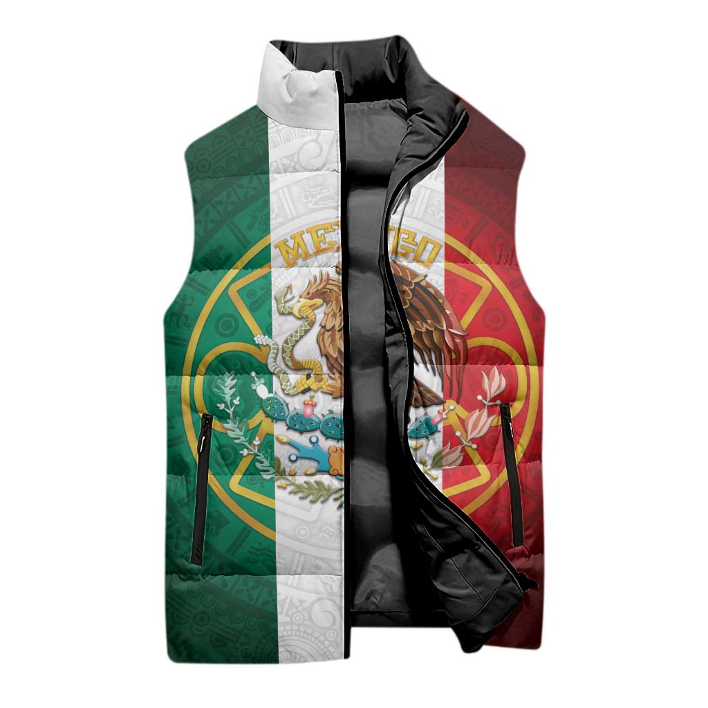 Mexico Aztec Sleeveless Puffer Jacket Flag Style