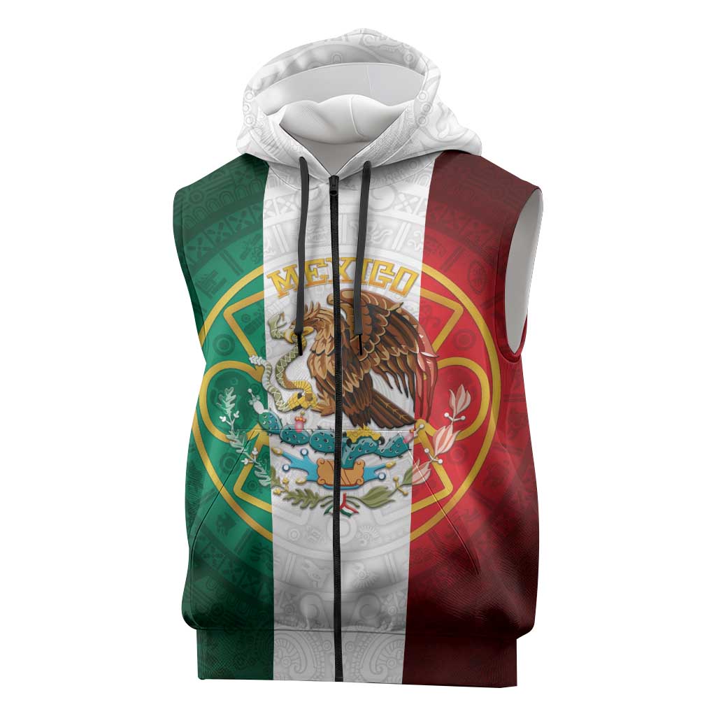 Mexico Aztec Sleeveless Zip Hoodie Flag Style
