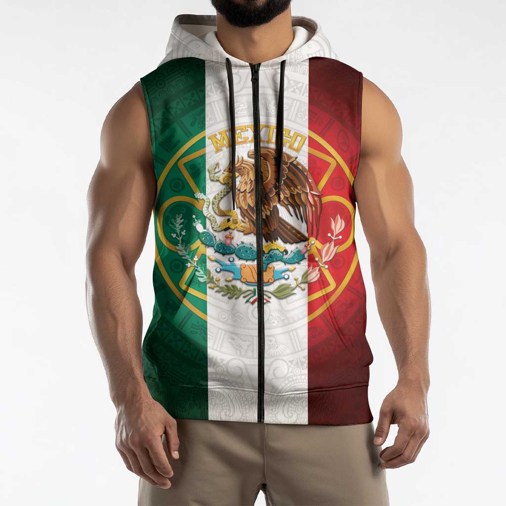 Mexico Aztec Sleeveless Zip Hoodie Flag Style