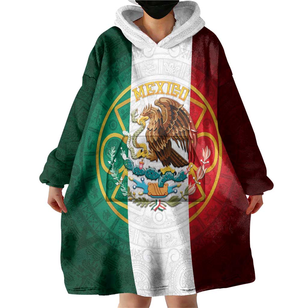 Mexico Aztec Wearable Blanket Hoodie Flag Style