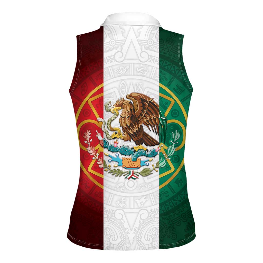 Mexico Aztec Women Sleeveless Polo Shirt Flag Style