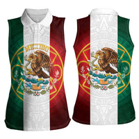 Mexico Aztec Women Sleeveless Polo Shirt Flag Style