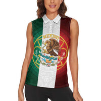 Mexico Aztec Women Sleeveless Polo Shirt Flag Style
