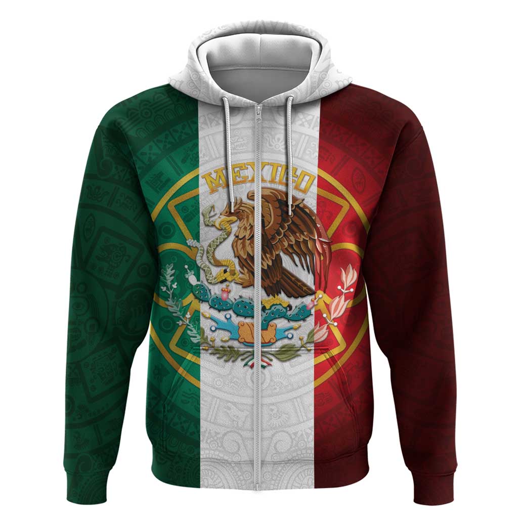 Mexico Aztec Zip Hoodie Flag Style